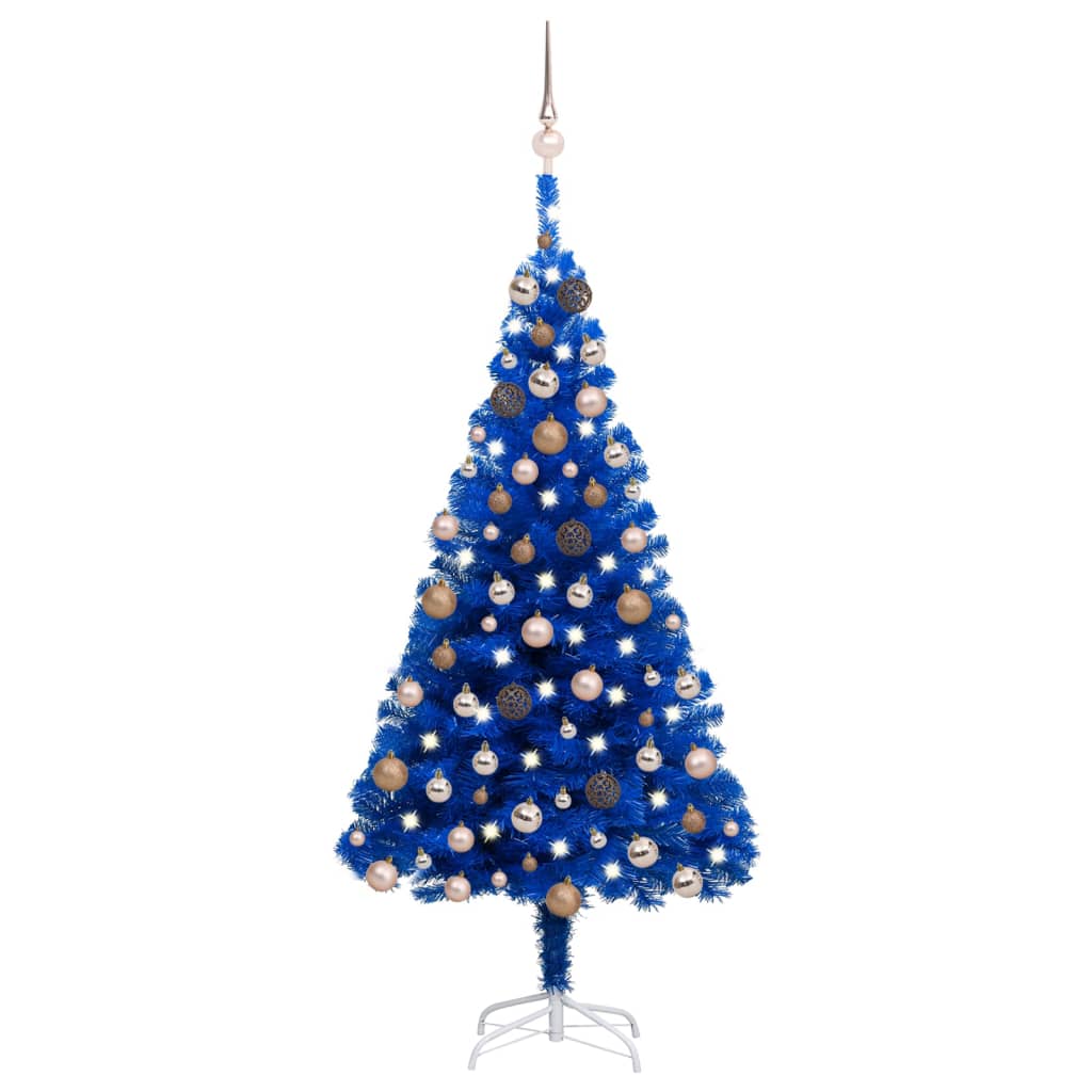 Arbre de Noël artificiel pré-éclairé et boules bleu 120 cm PVC - Xios Store SNC