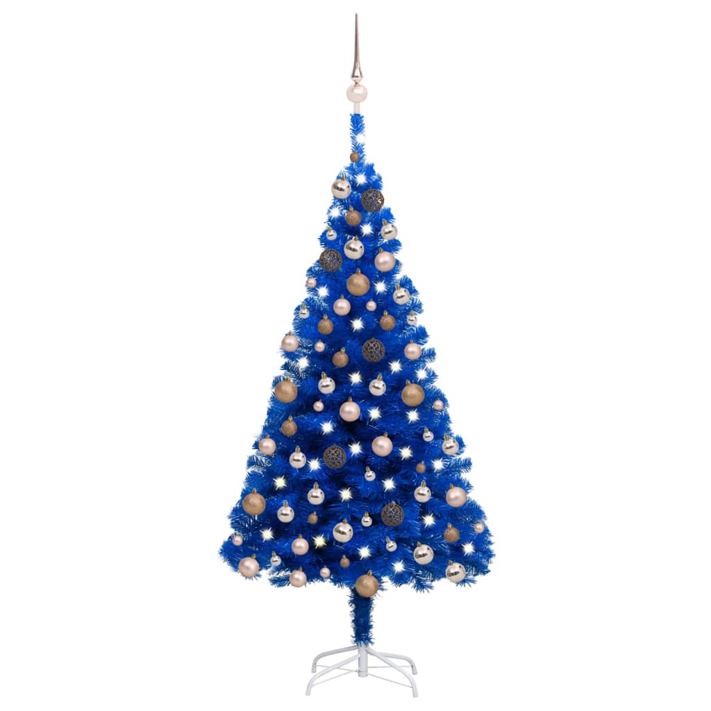 Arbre de Noël artificiel pré-éclairé et boules bleu 150 cm PVC - Xios Store SNC