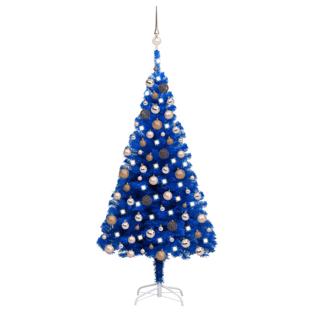 Arbre de Noël artificiel pré-éclairé et boules bleu 180 cm PVC - Xios Store SNC