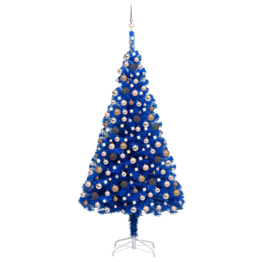 Arbre de Noël artificiel pré-éclairé et boules bleu 210 cm PVC - Xios Store SNC