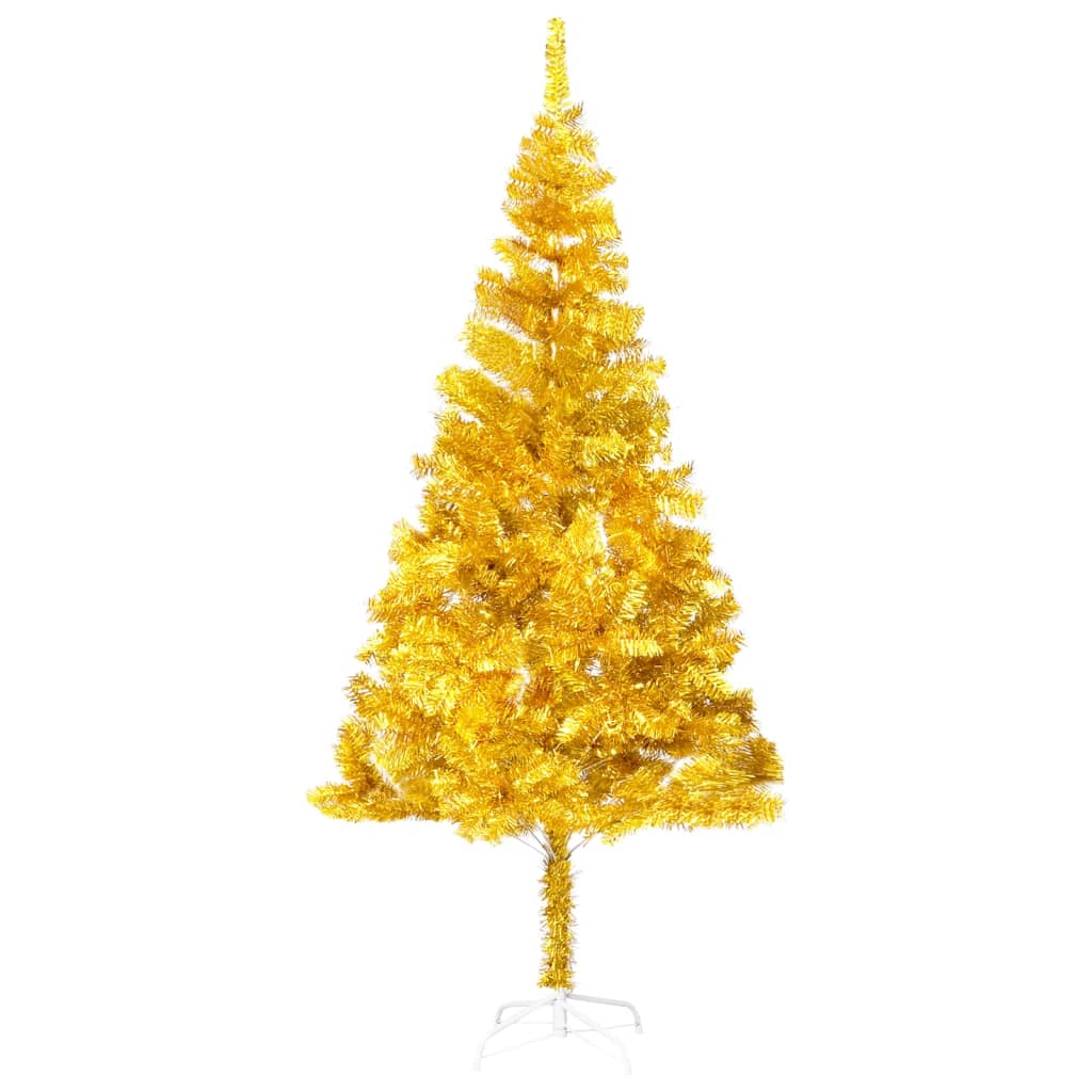 Arbre de Noël artificiel pré-éclairé et boules doré 240 cm PET - Xios Store SNC