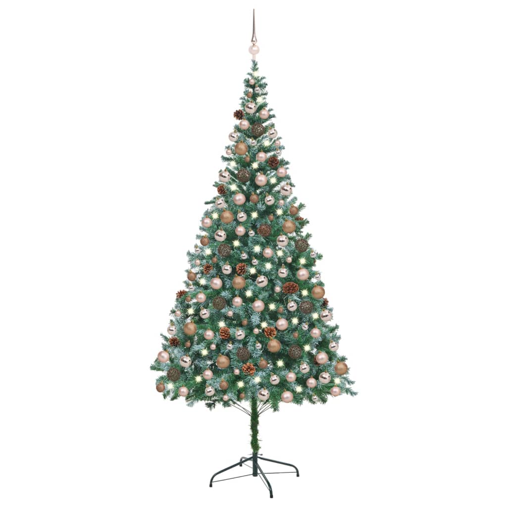 Arbre de Noël artificiel pré-éclairé/boules pommes de pin 210cm - Xios Store SNC