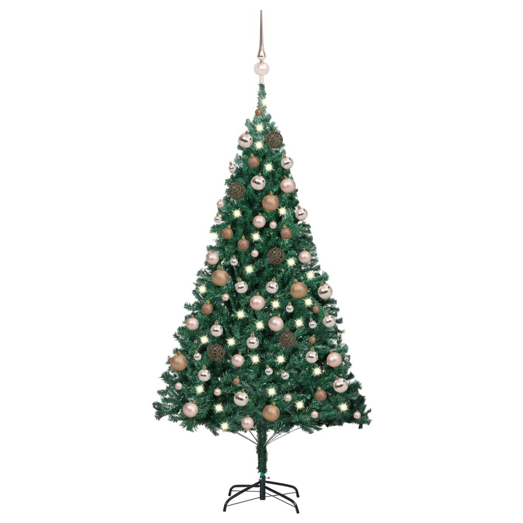 Arbre de Noël artificiel pré-éclairé et boules vert 120 cm PVC - Xios Store SNC