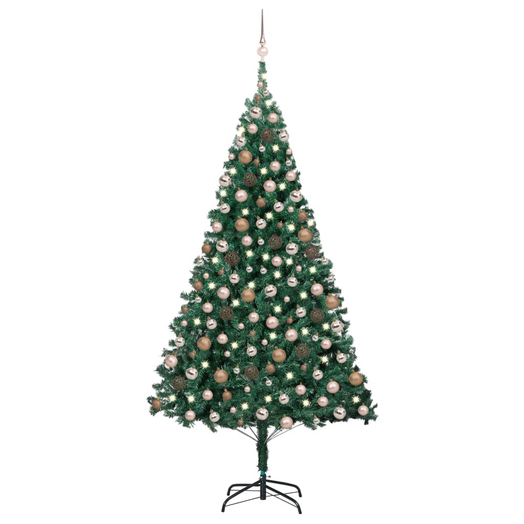 Arbre de Noël artificiel pré-éclairé et boules vert 240 cm - Xios Store SNC