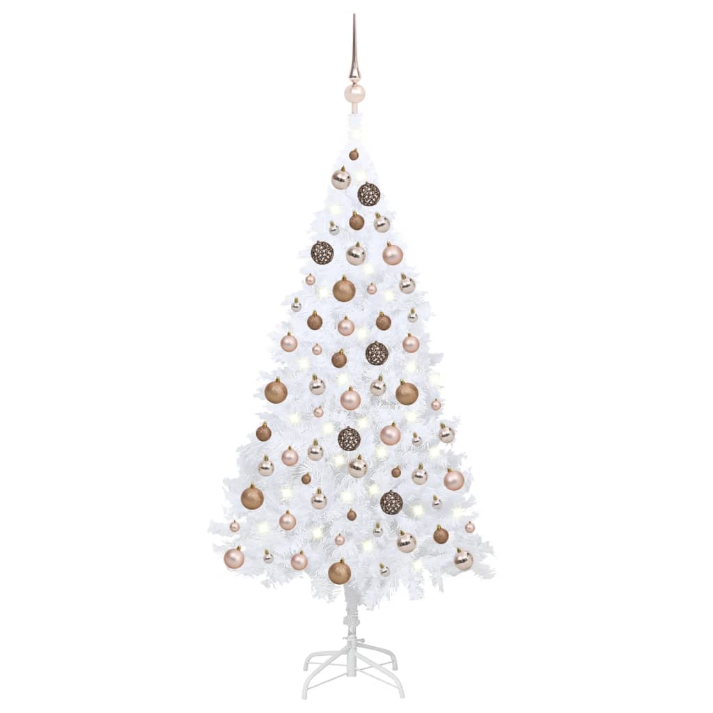 Arbre de Noël artificiel pré-éclairé et boules blanc 120 cm PVC - Xios Store SNC