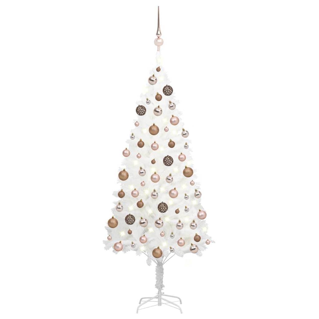 Arbre de Noël artificiel pré-éclairé et boules blanc 120 cm - Xios Store SNC