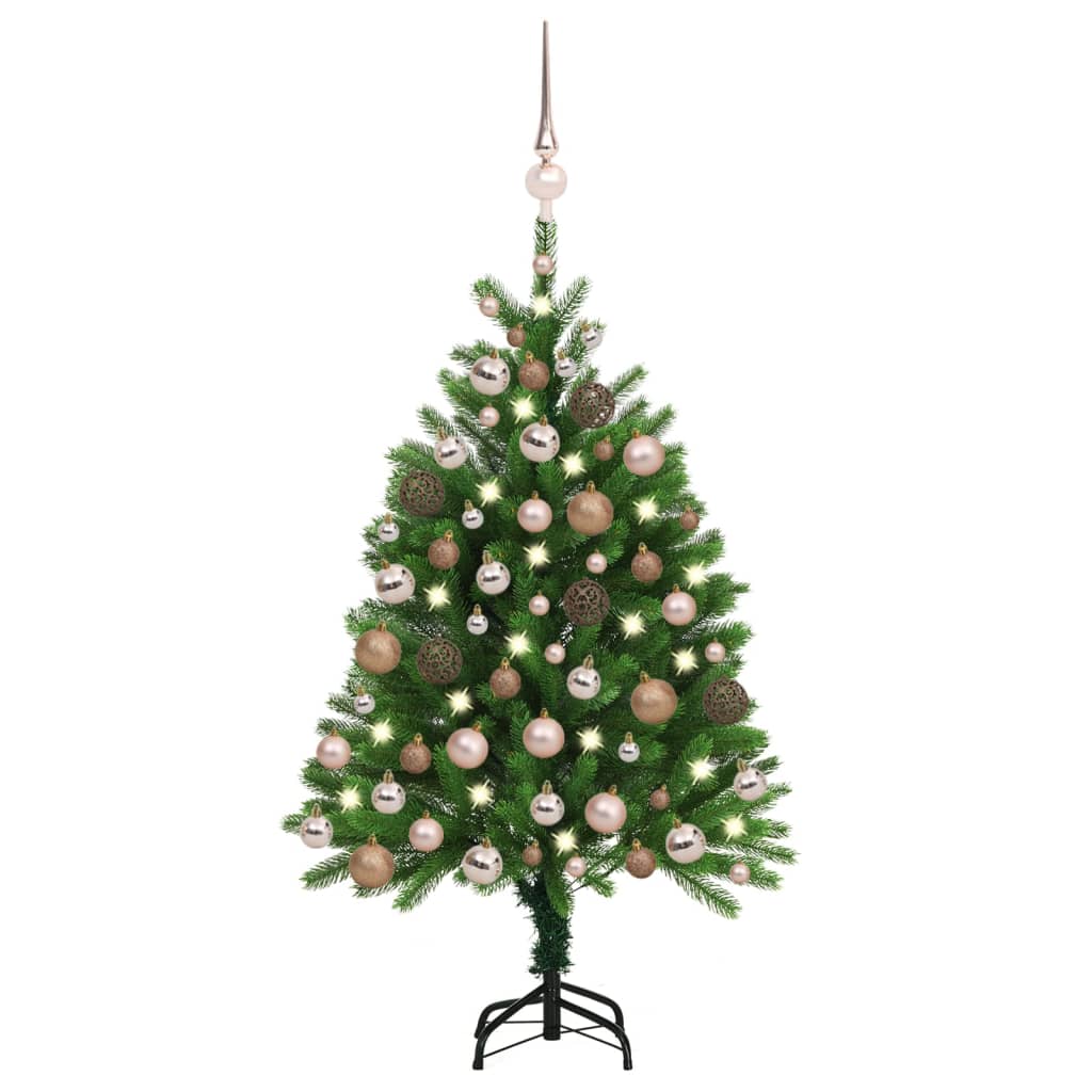 Arbre de Noël artificiel pré-éclairé et boules 120 cm vert - Xios Store SNC