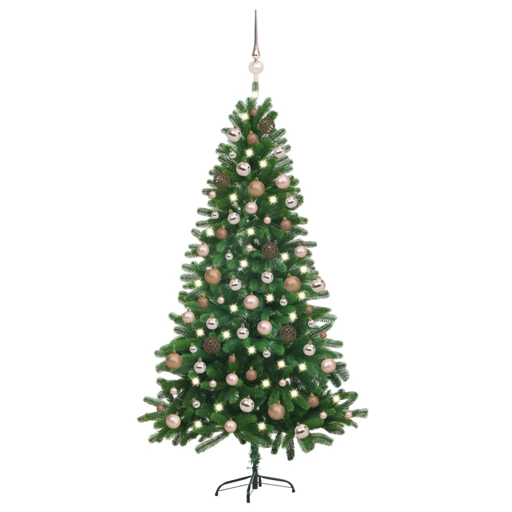 Arbre de Noël artificiel pré-éclairé et boules 150 cm Vert - Xios Store SNC