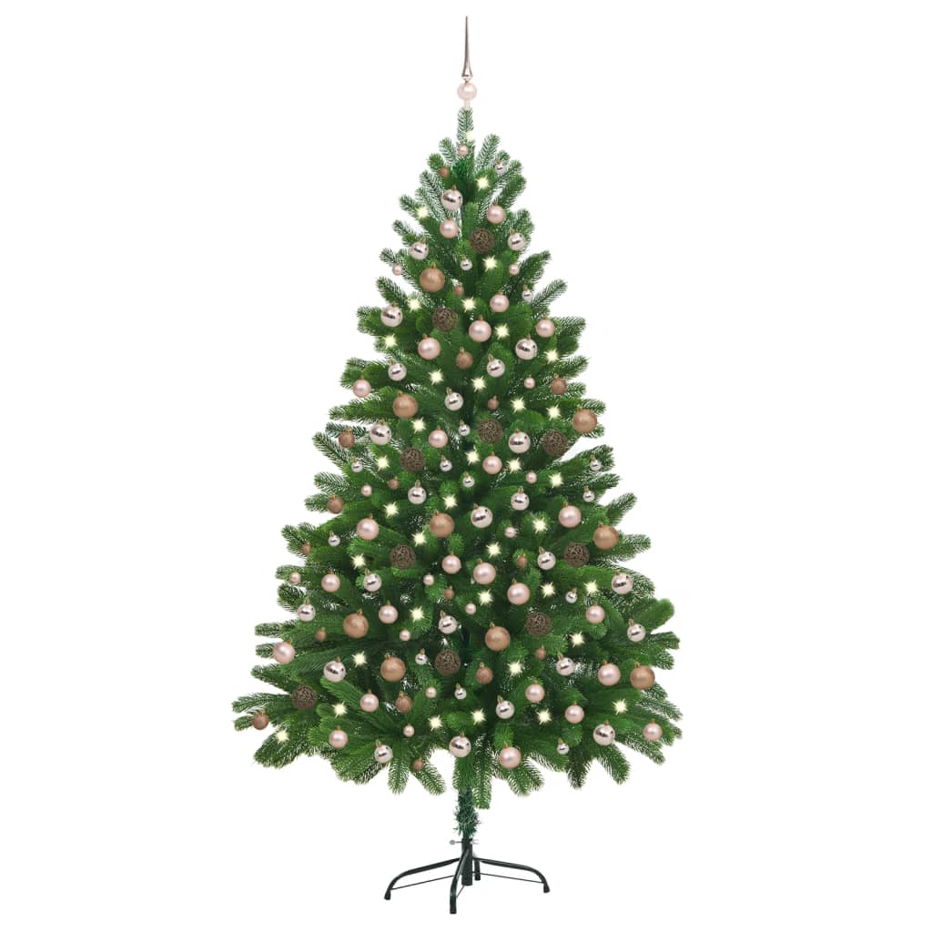 Arbre de Noël artificiel pré-éclairé et boules 210 cm vert - Xios Store SNC