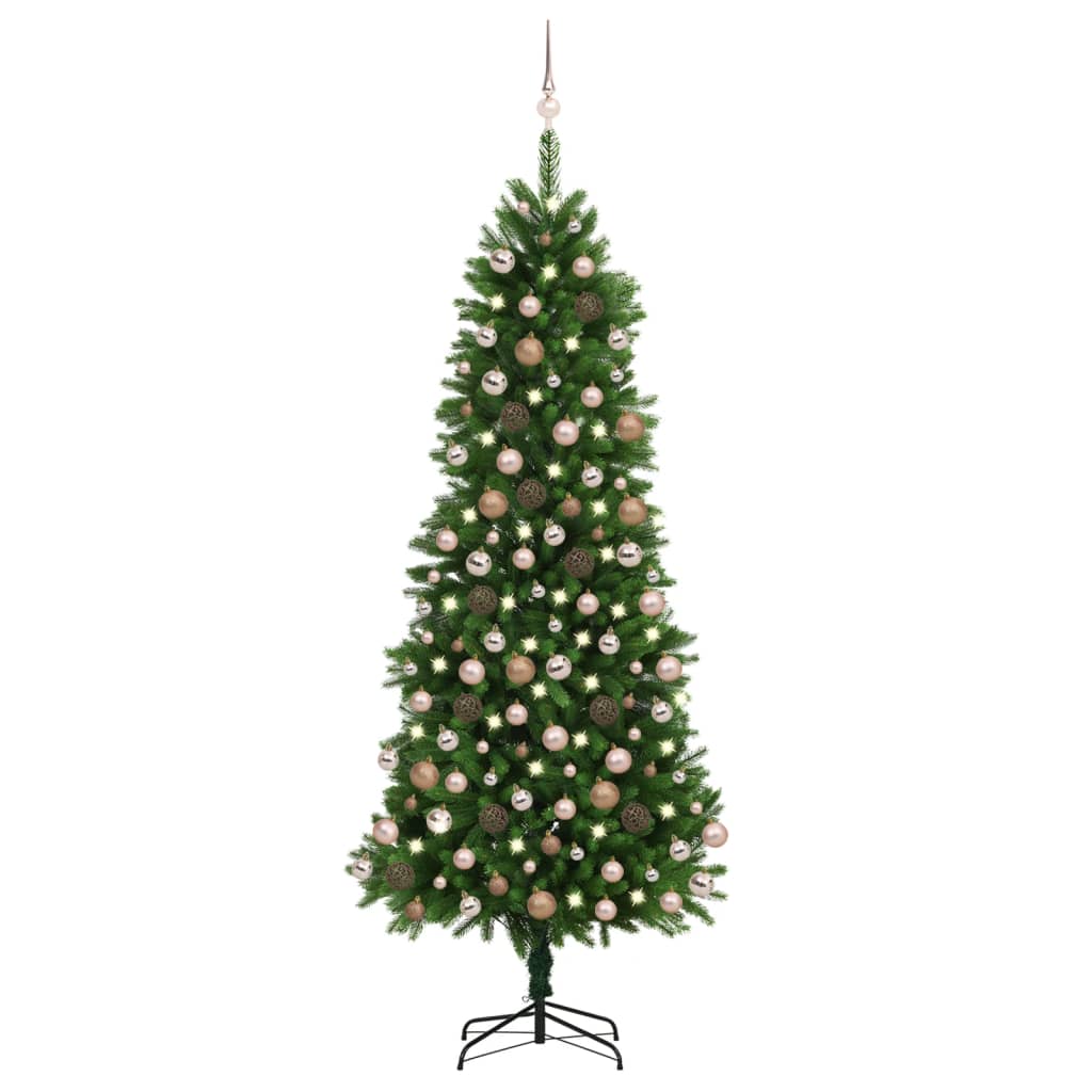 Arbre de Noël artificiel pré-éclairé et boules 240 cm vert - Xios Store SNC