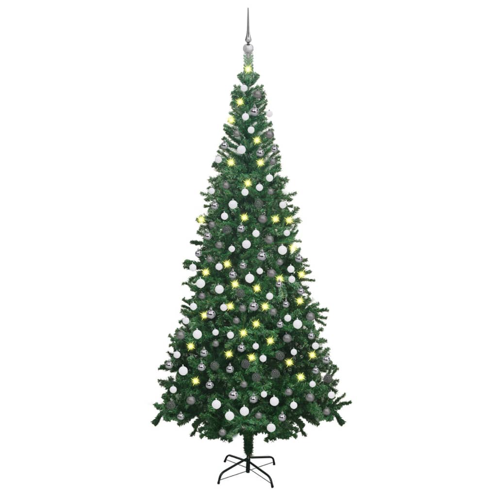 Arbre de Noël artificiel pré-éclairé et boules L 240 cm vert - Xios Store SNC