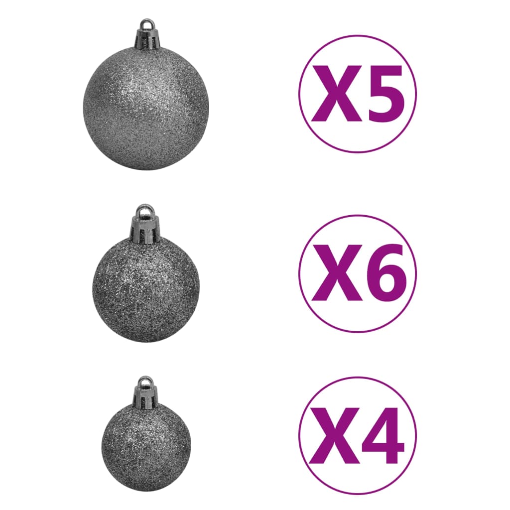 Arbre de Noël artificiel pré-éclairé et boules noir 180 cm PVC - Xios Store SNC