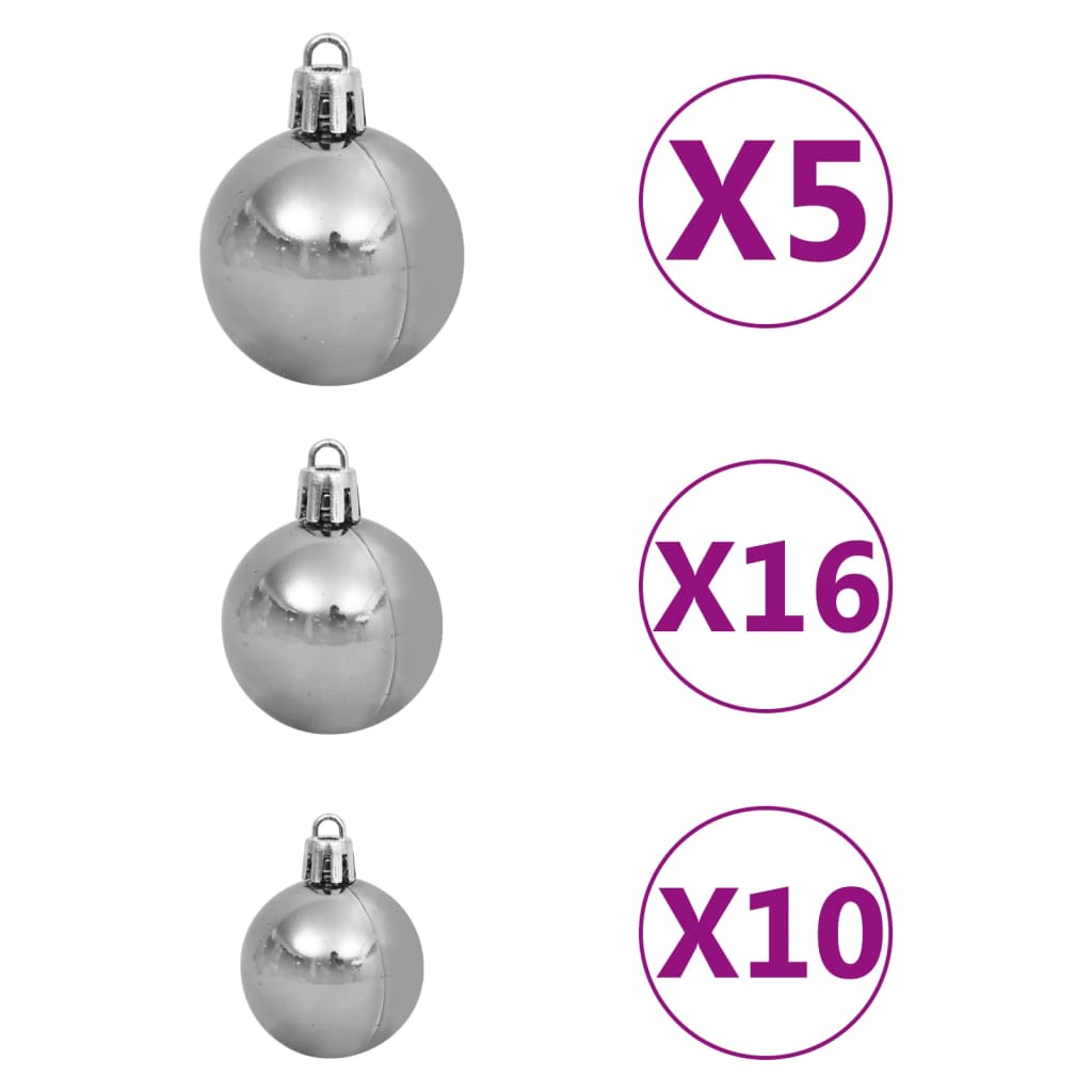 Arbre de Noël artificiel pré-éclairé et boules noir 210 cm PVC - Xios Store SNC