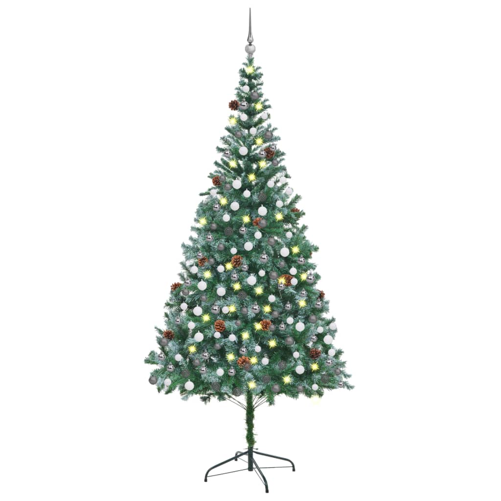 Arbre de Noël artificiel pré-éclairé/boules pommes de pin 210cm - Xios Store SNC