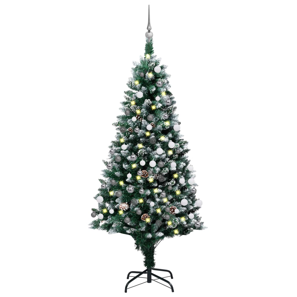 Arbre de Noël artificiel pré-éclairé/boules pommes de pin 150cm - Xios Store SNC