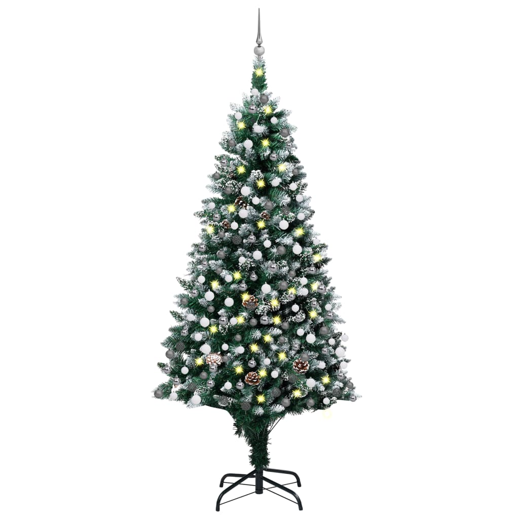 Arbre de Noël artificiel pré-éclairé/boules pommes de pin 210cm - Xios Store SNC