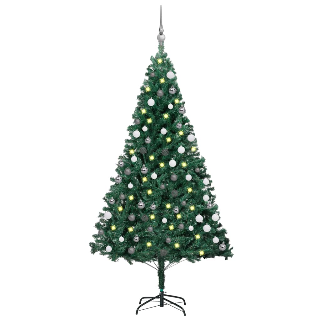 Arbre de Noël artificiel pré-éclairé et boules vert 120 cm PVC - Xios Store SNC