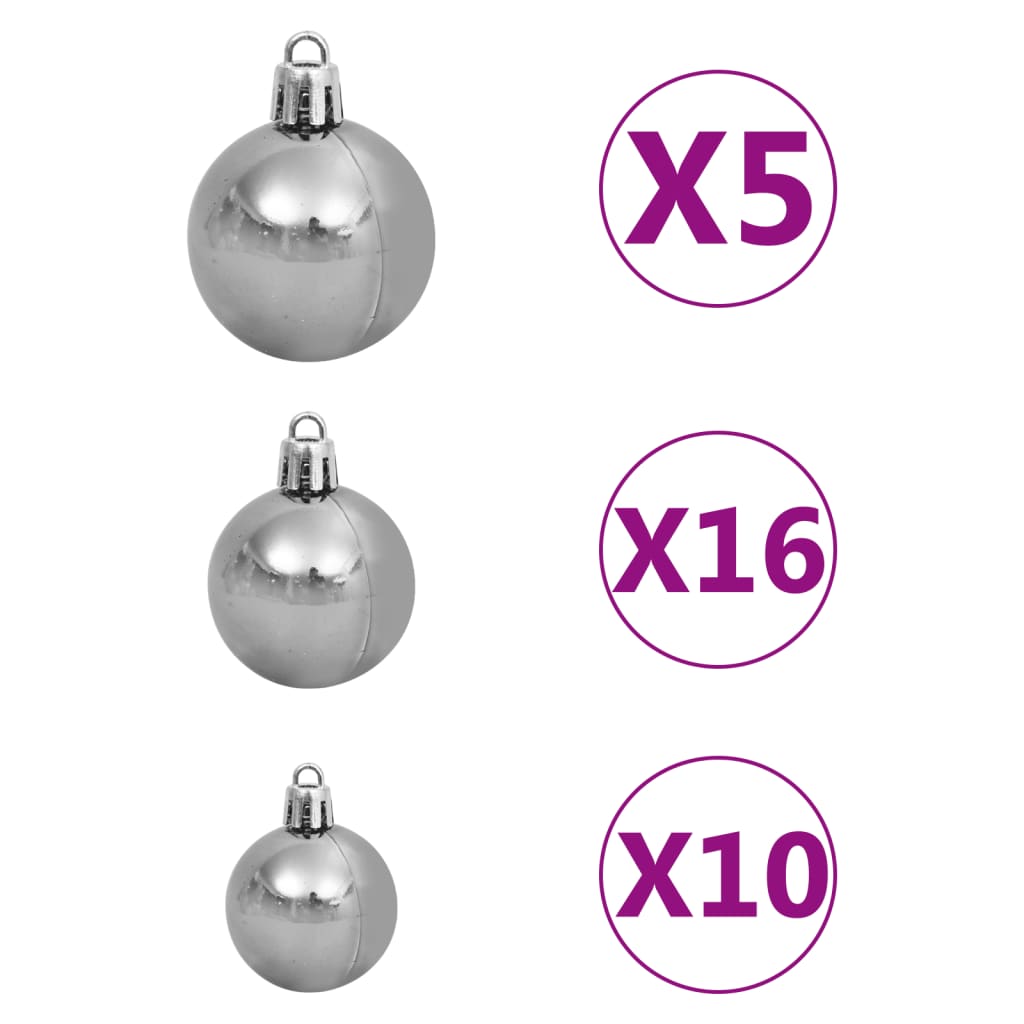 Arbre de Noël artificiel pré-éclairé et boules vert 210 cm PVC - Xios Store SNC