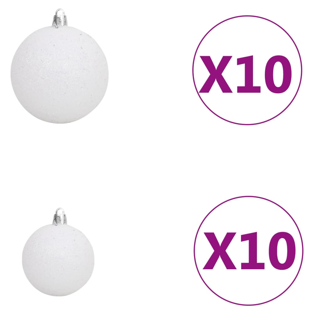 Arbre de Noël artificiel pré-éclairé et boules blanc 240 cm - Xios Store SNC