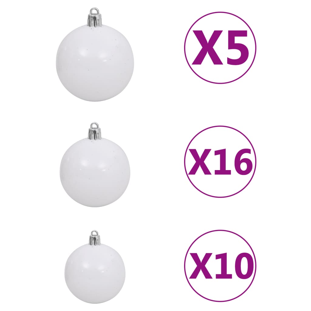 Arbre de Noël artificiel pré-éclairé et boules blanc 240 cm - Xios Store SNC