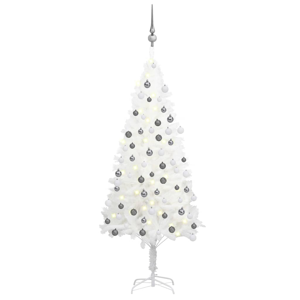 Arbre de Noël artificiel pré-éclairé et boules blanc 120 cm - Xios Store SNC