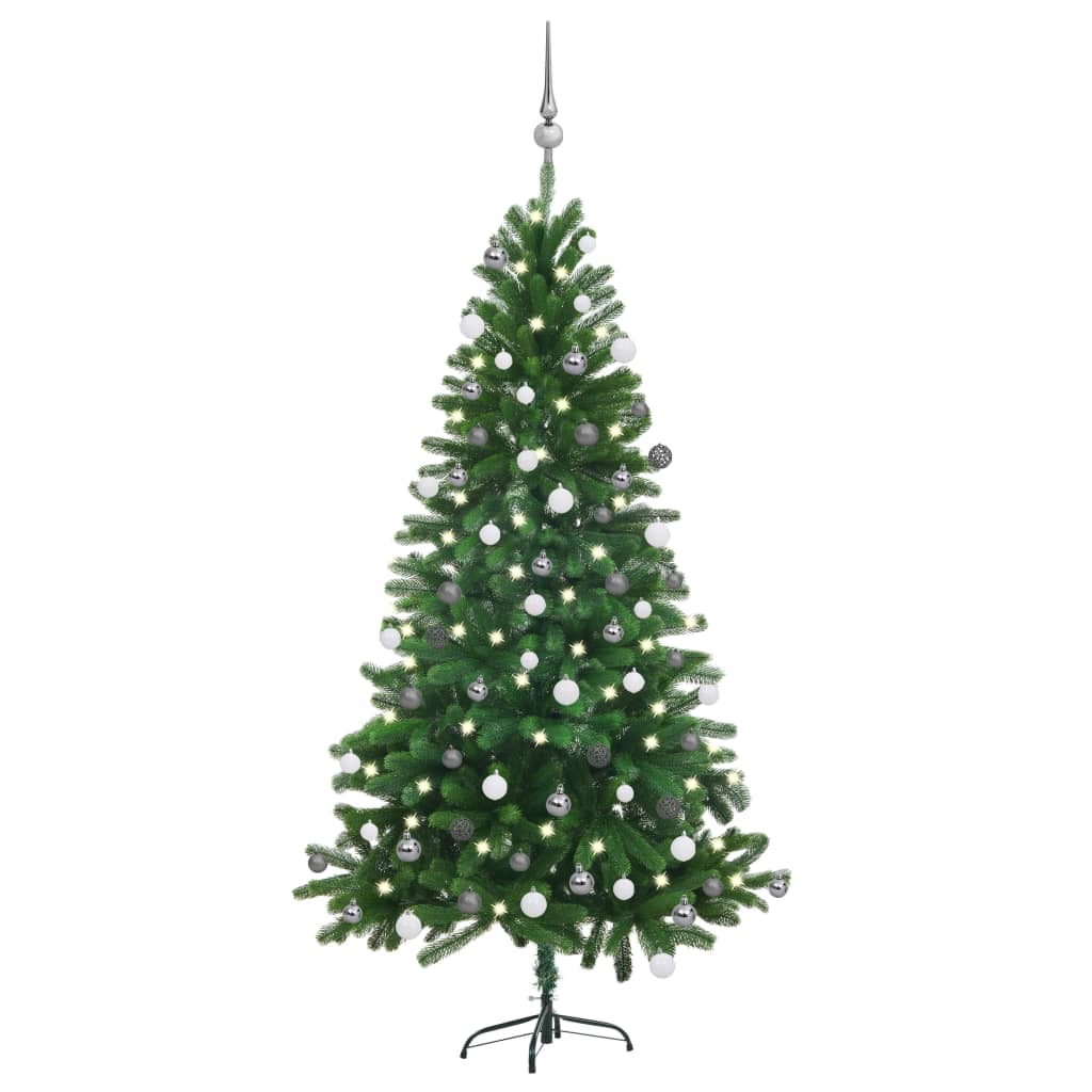 Arbre de Noël artificiel pré-éclairé et boules 150 cm Vert - Xios Store SNC