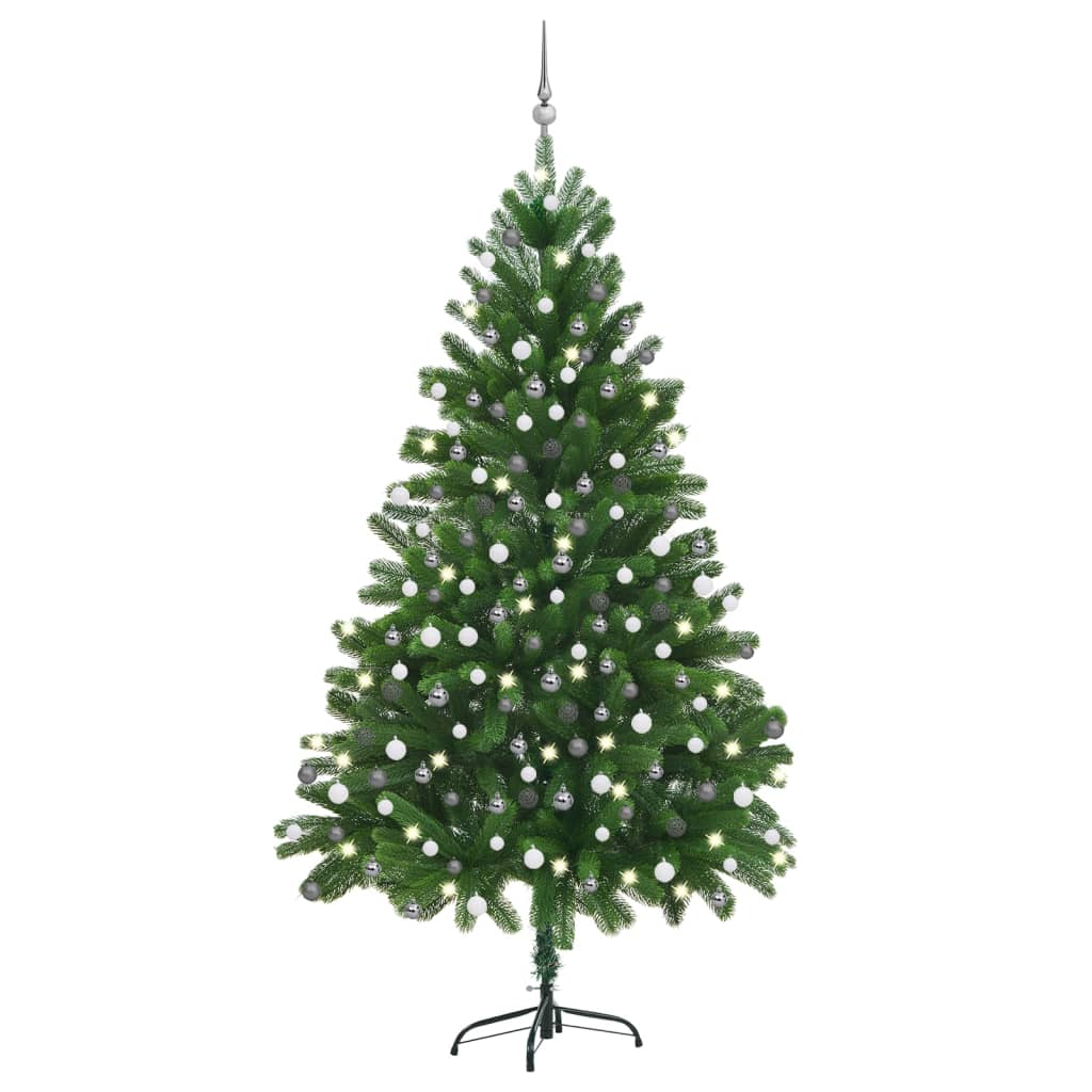 Arbre de Noël artificiel pré-éclairé et boules 210 cm vert - Xios Store SNC