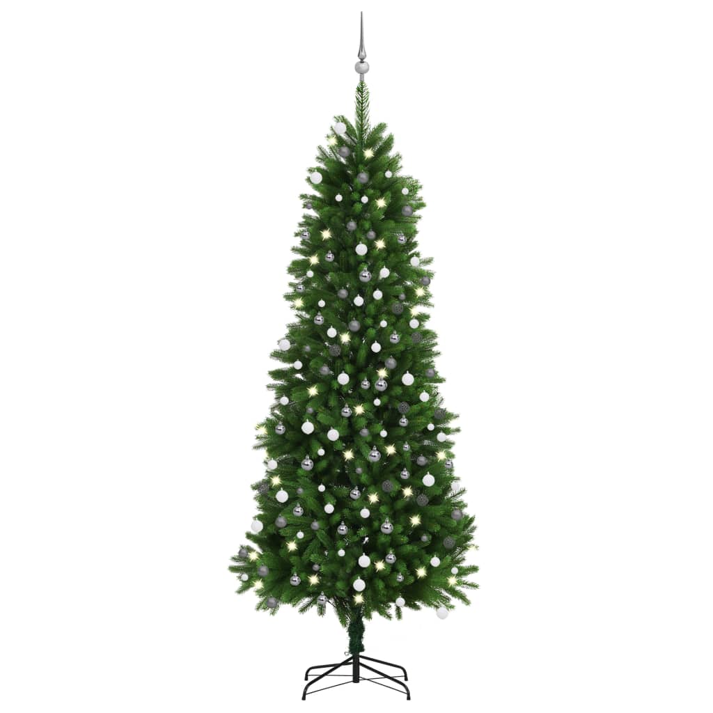 Arbre de Noël artificiel pré-éclairé et boules 240 cm vert - Xios Store SNC