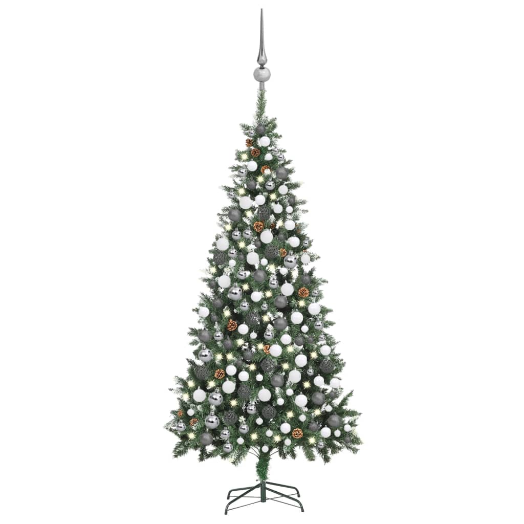 Arbre de Noël artificiel pré-éclairé/boules pommes de pin 210cm - Xios Store SNC