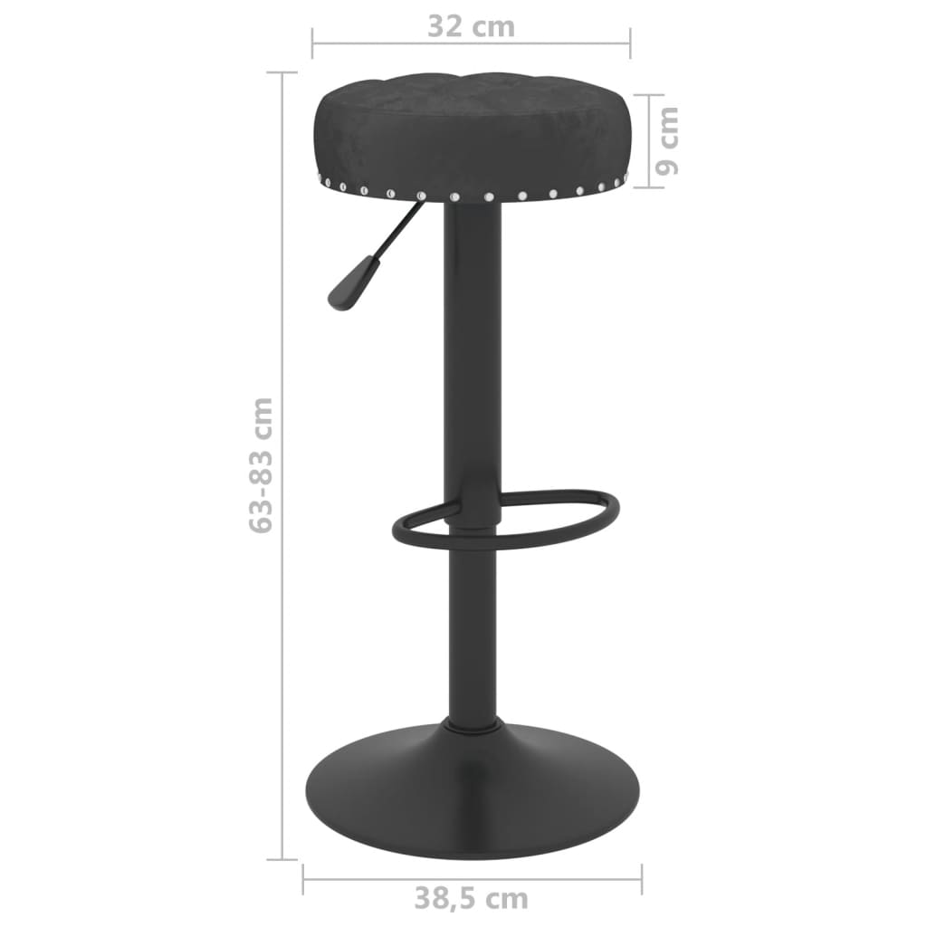 vidaXL Tabourets de bar lot de 2 noir velours Tabourets de bar vidaXL