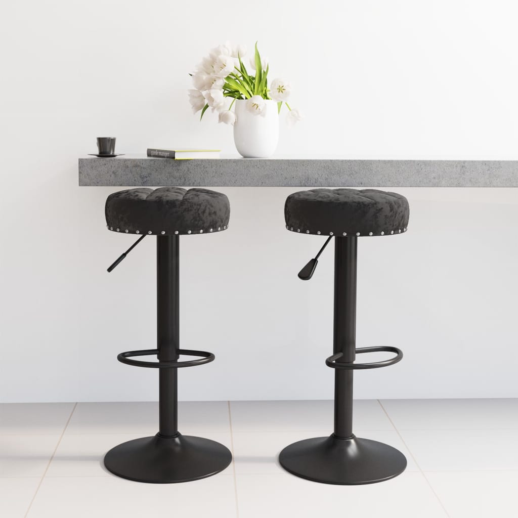 vidaXL Tabourets de bar lot de 2 noir velours Tabourets de bar vidaXL