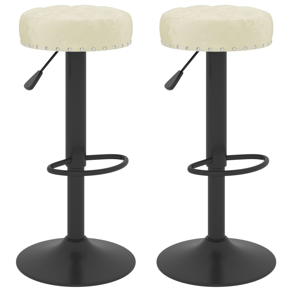 Tabourets de bar lot de 2 crème velours Tabourets de bar vidaXL   