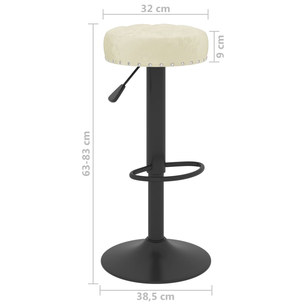 Tabourets de bar lot de 2 crème velours Tabourets de bar vidaXL   