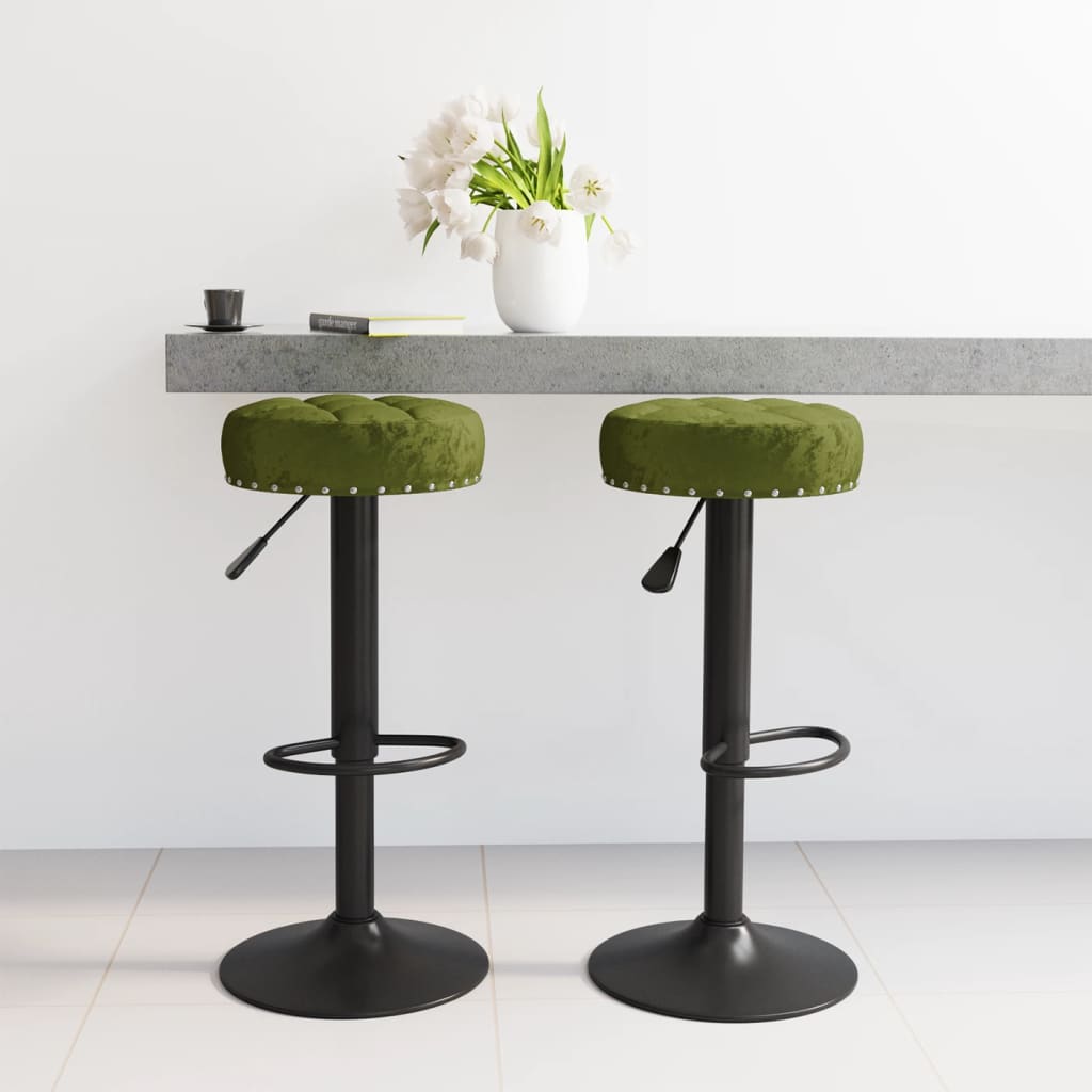 Tabourets de bar lot de 2 vert clair velours Tabourets de bar vidaXL   