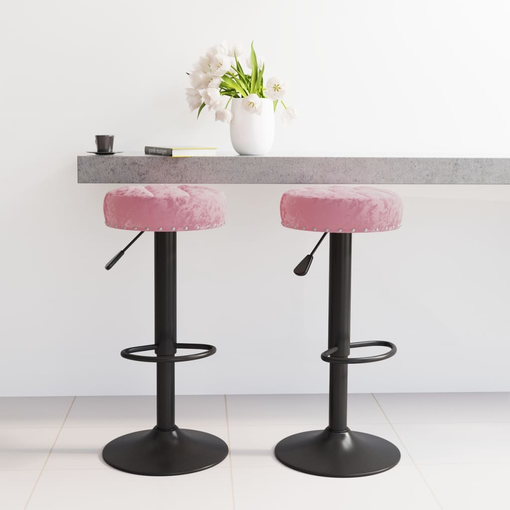 Tabourets de bar lot de 2 rose velours Tabourets de bar vidaXL   