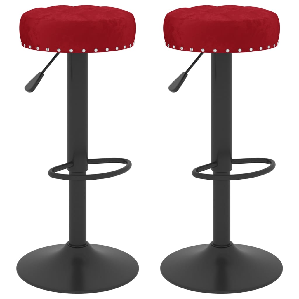 Tabourets de bar lot de 2 rouge bordeaux velours Tabourets de bar vidaXL   