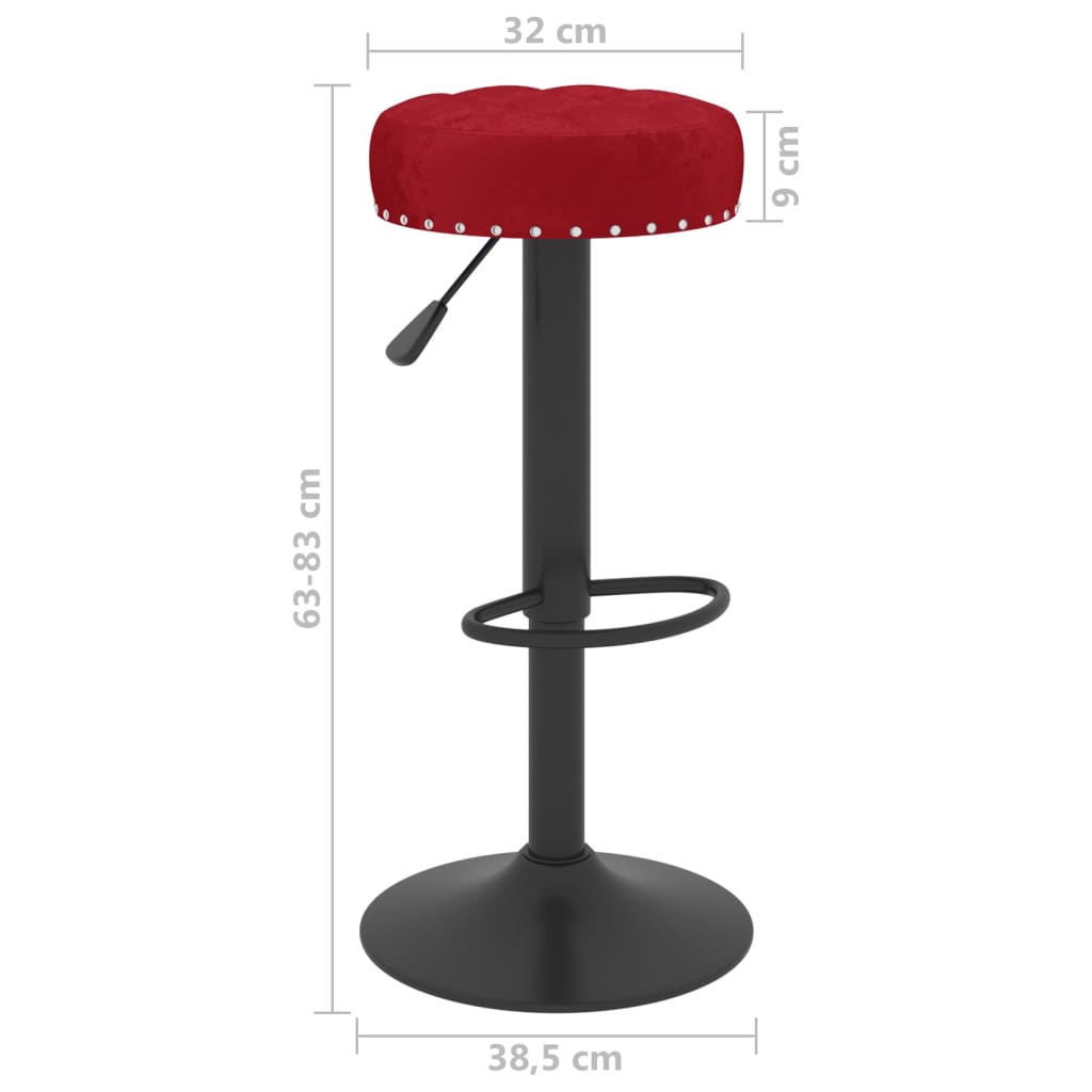 Tabourets de bar lot de 2 rouge bordeaux velours Tabourets de bar vidaXL   