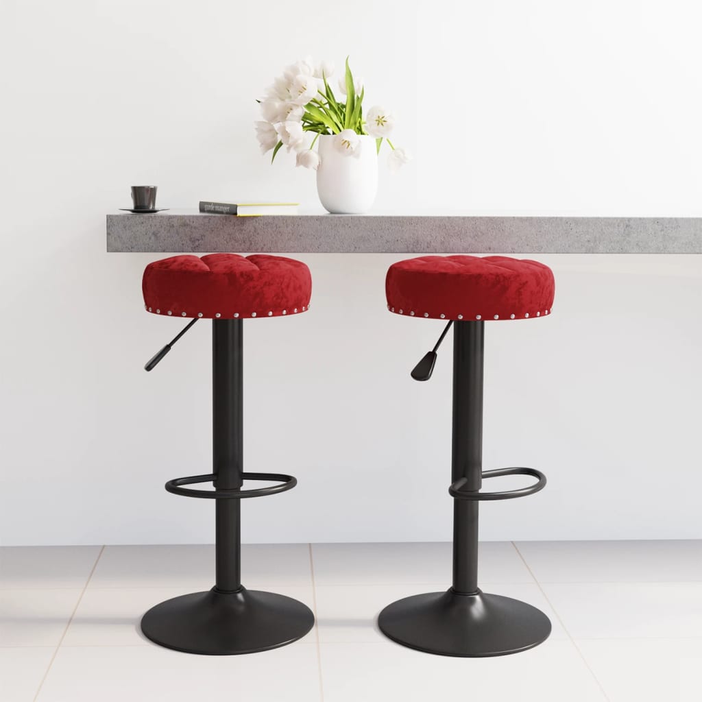 Tabourets de bar lot de 2 rouge bordeaux velours Tabourets de bar vidaXL   