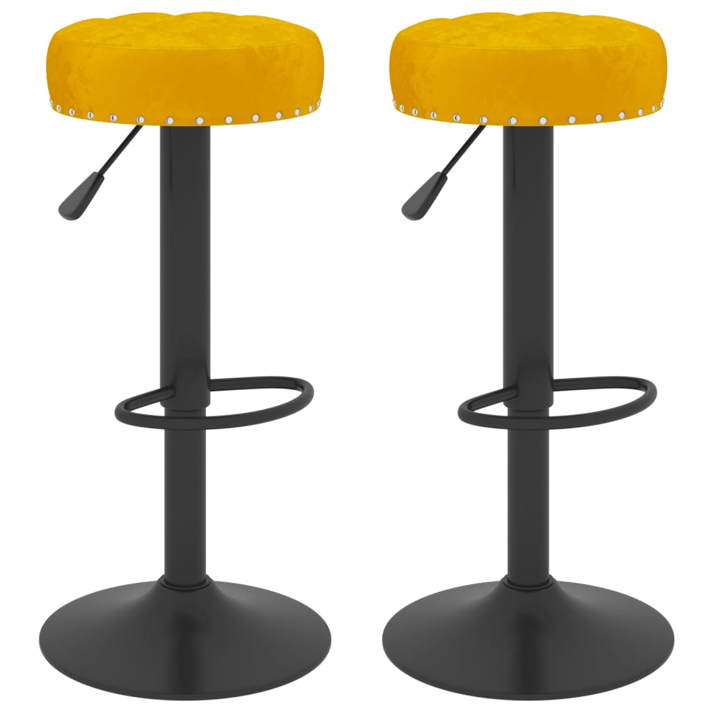 vidaXL Tabourets de bar lot de 2 jaune moutarde velours Tabourets de bar vidaXL