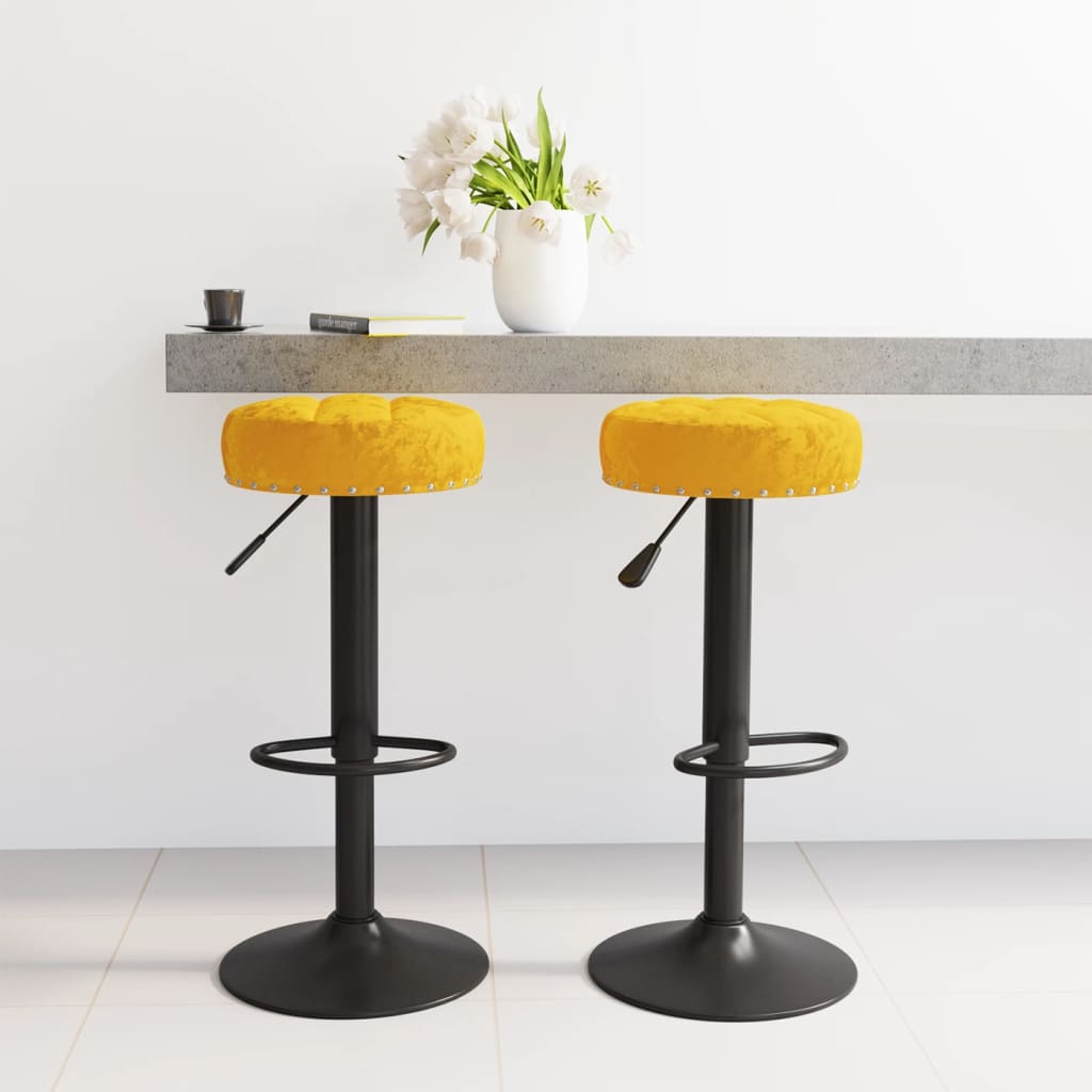 vidaXL Tabourets de bar lot de 2 jaune moutarde velours Tabourets de bar vidaXL