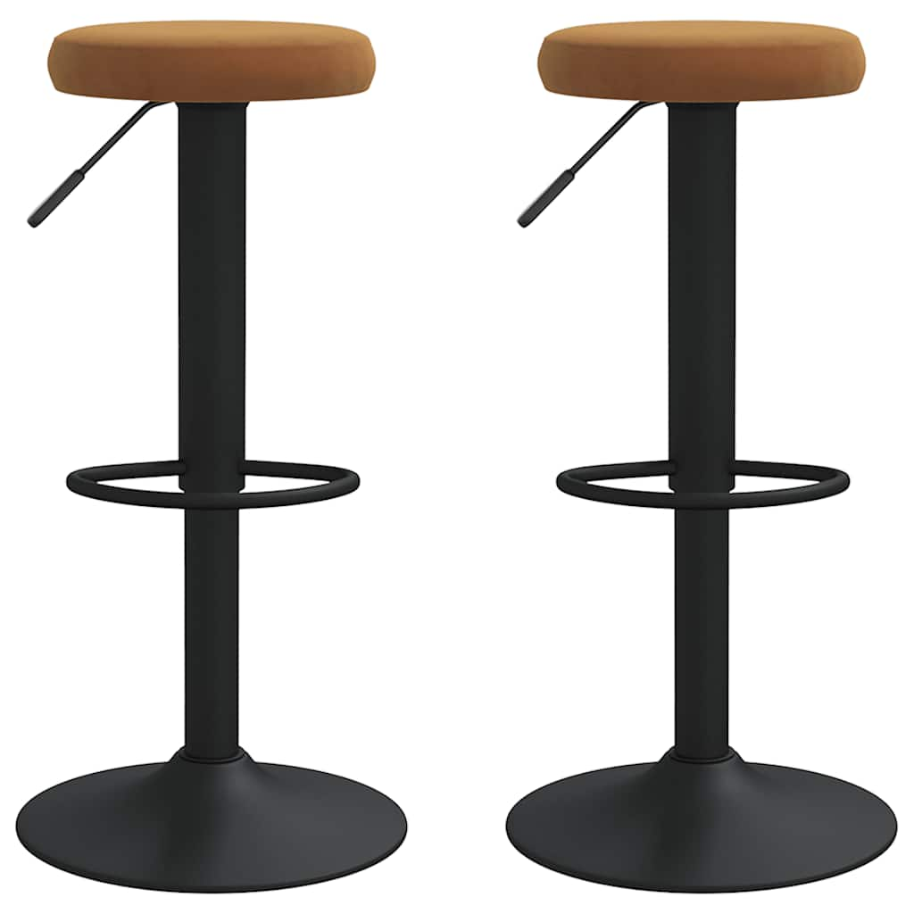 Tabourets de bar lot de 2 marron velours Tabourets de bar vidaXL