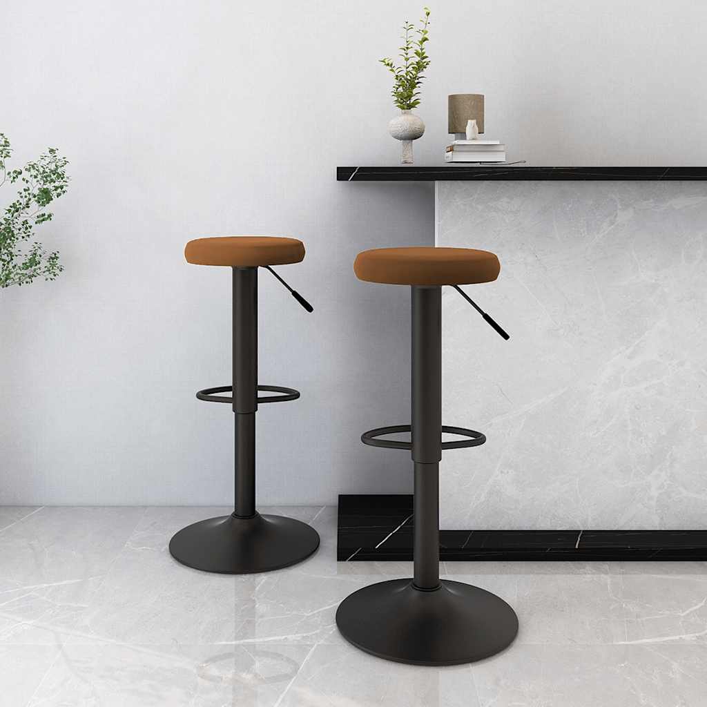 Tabourets de bar lot de 2 marron velours Tabourets de bar vidaXL