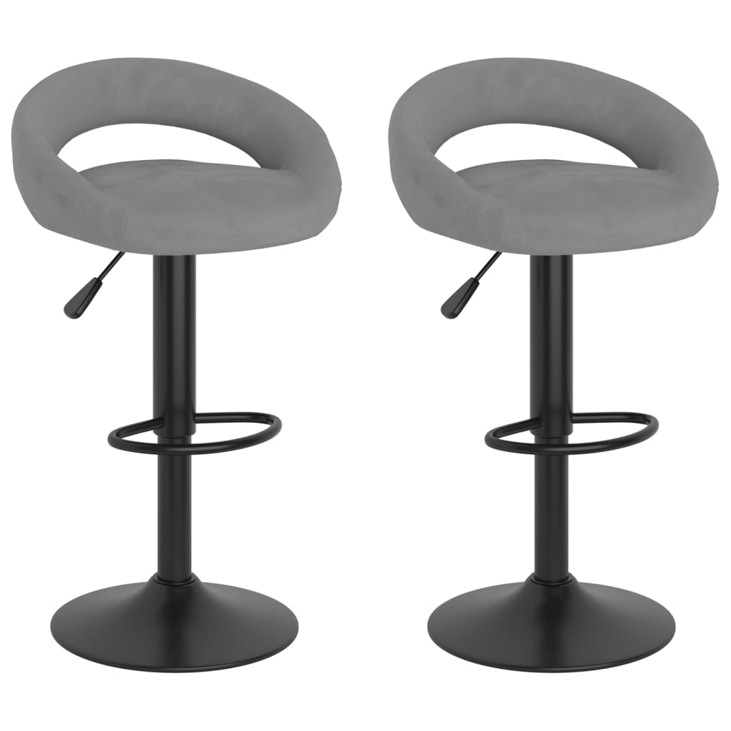 Tabourets de bar lot de 2 gris clair velours Tabourets de bar vidaXL   