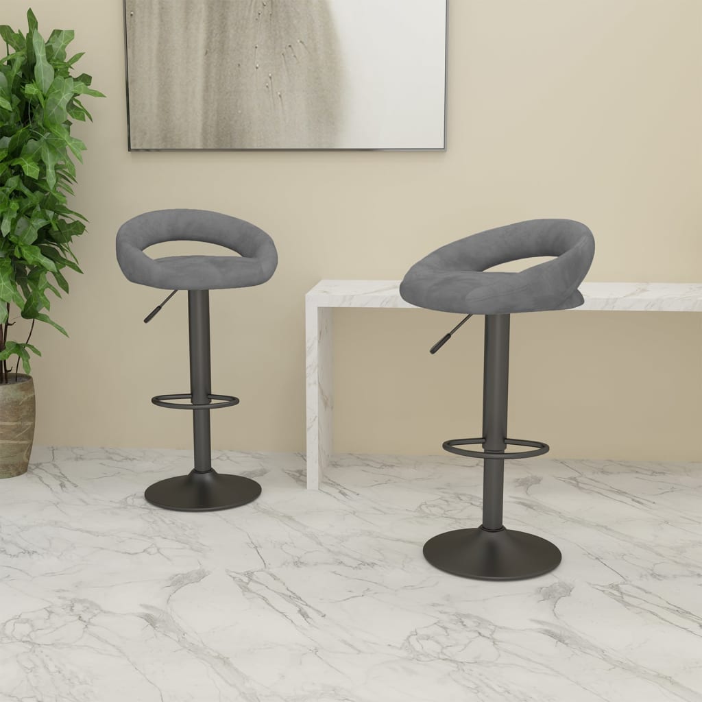 Tabourets de bar lot de 2 gris clair velours Tabourets de bar vidaXL   