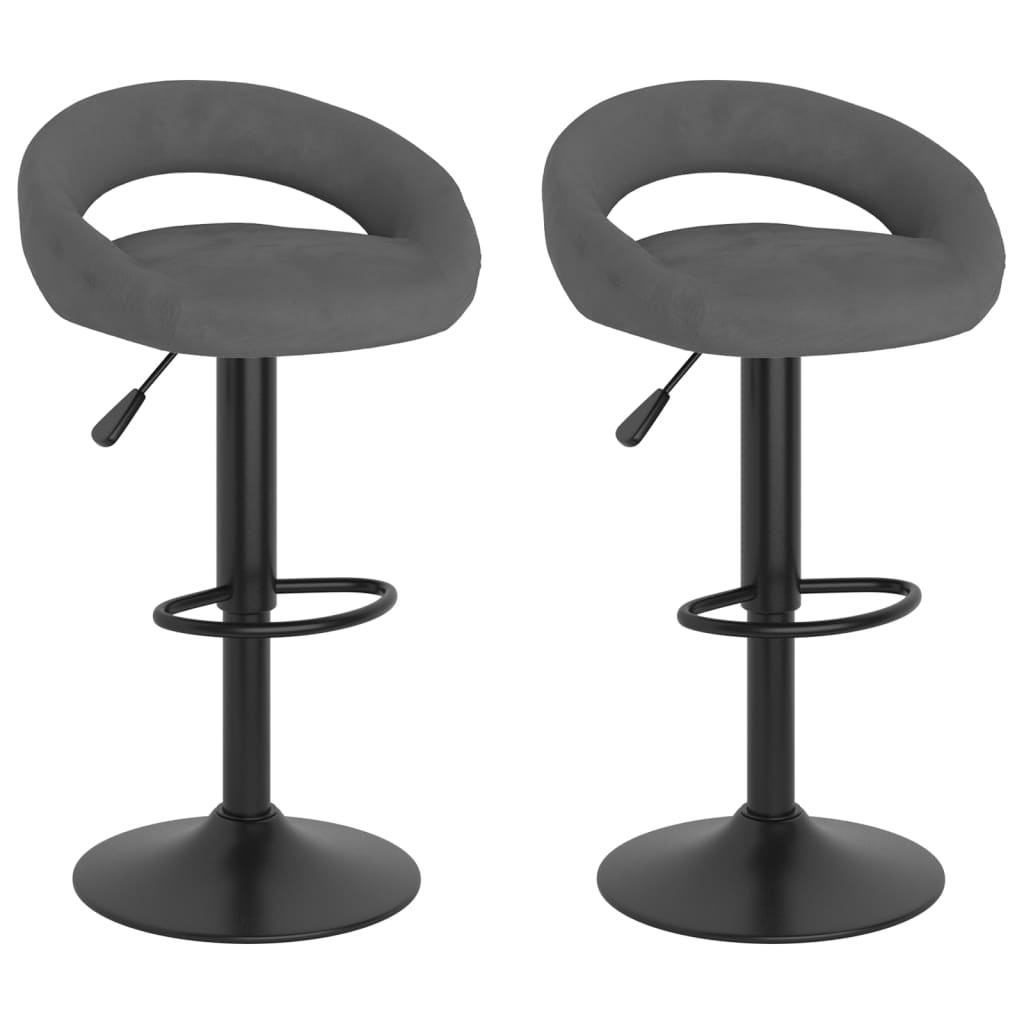 Tabourets de bar lot de 2 gris foncé velours Tabourets de bar vidaXL   