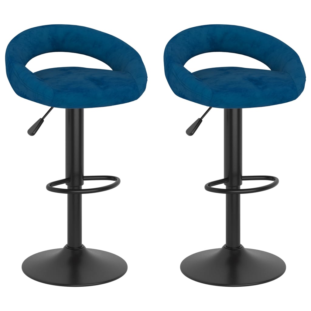 Tabourets de bar lot de 2 bleu velours Tabourets de bar vidaXL