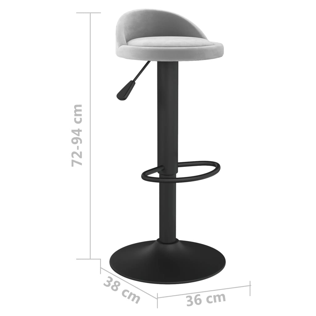 Tabouret de bar Gris clair Velours Tabourets de bar vidaXL   