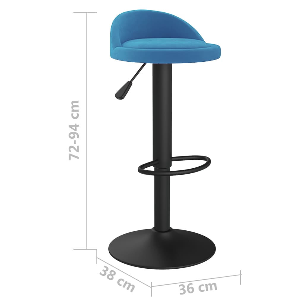 Tabourets de bar lot de 2 bleu velours Tabourets de bar vidaXL   