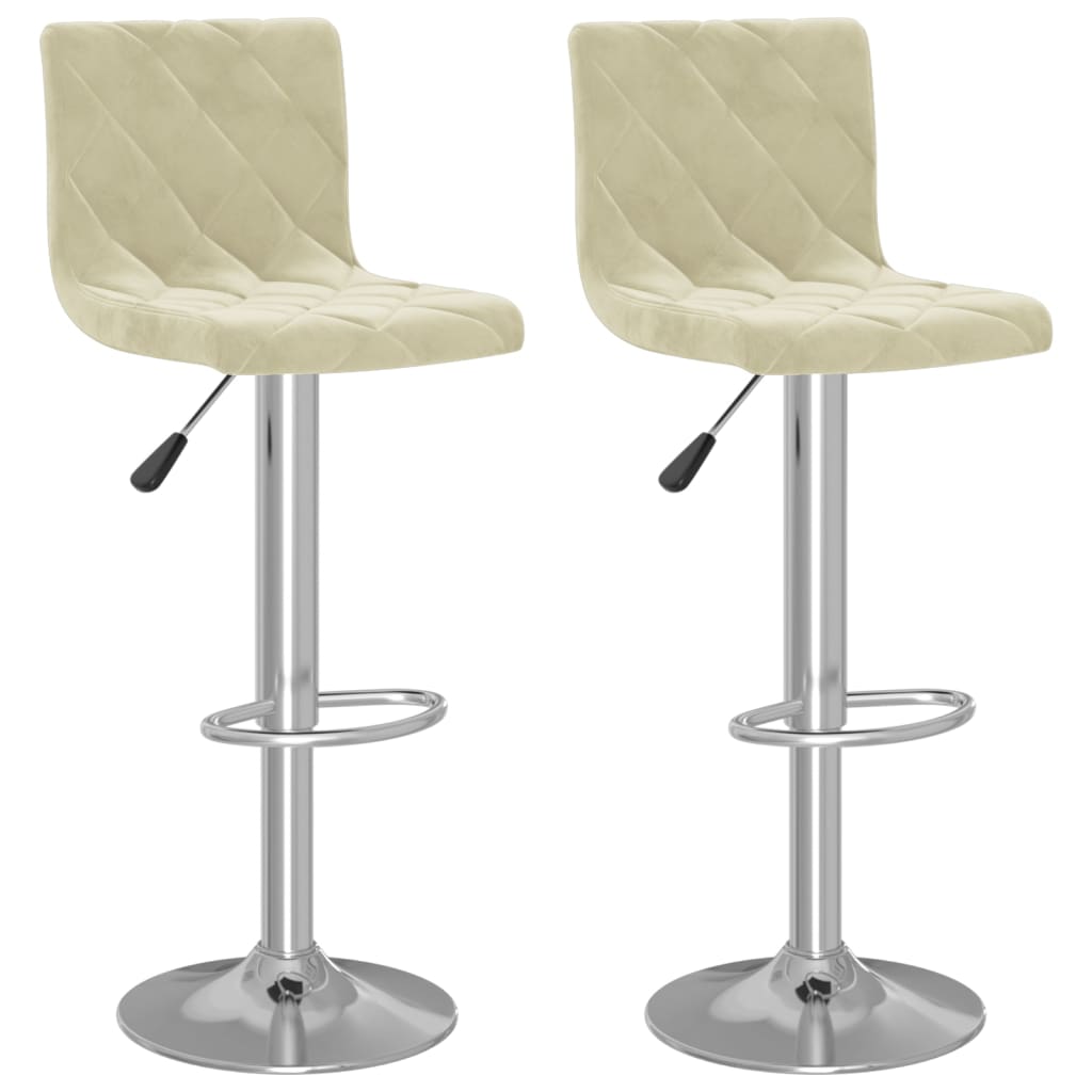 Tabourets de bar lot de 2 crème velours Tabourets de bar vidaXL   