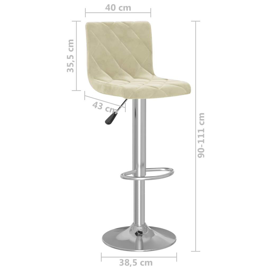 Tabourets de bar lot de 2 crème velours Tabourets de bar vidaXL   